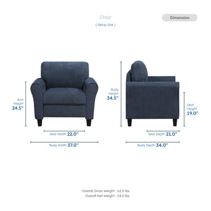 Diboll 3-Piece Chenille Fabric Living Room Sofa set