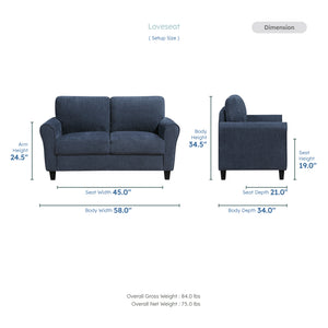 Diboll 3-Piece Chenille Fabric Living Room Sofa set