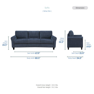 Diboll 3-Piece Chenille Fabric Living Room Sofa set
