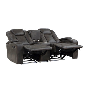 Rockford Faux Leather Power Double Reclining Loveseat