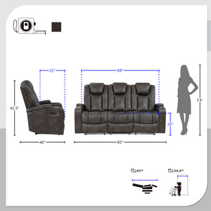 Rockford 3-Piece Power Reclining Living Room Sofa Set