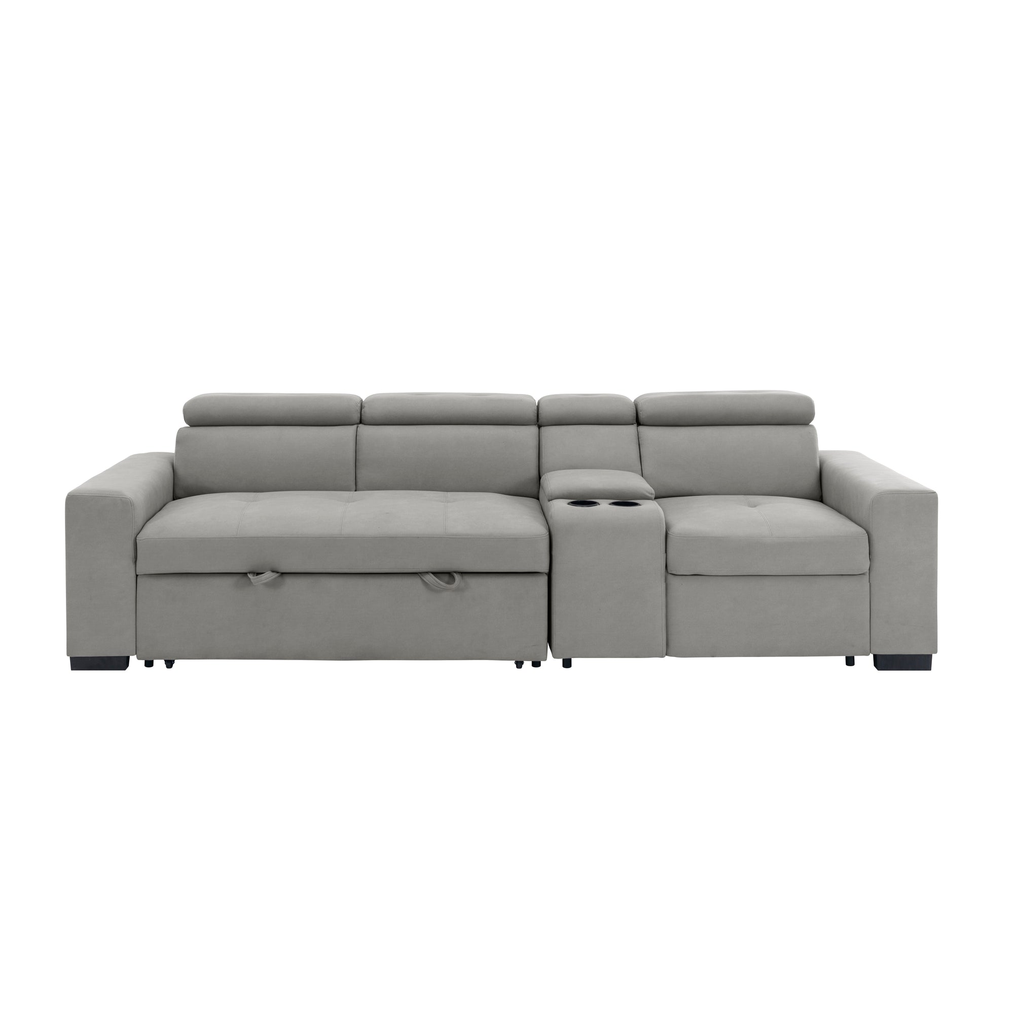 Harrisburg Polished Microfiber 2-Piece Sofa with Right Console