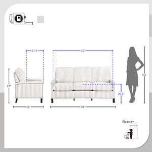 Ferron 3-Piece Fabric Living Room Sofa Set