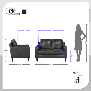 Belen 2-Piece Leather Match Living Room Sofa Set