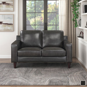 Belen Leather Match Living Room Loveseat