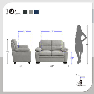 Onofre 2-Piece Textured Fabric Living Room Sofa set
