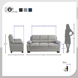 Onofre 2-Piece Textured Fabric Living Room Sofa set