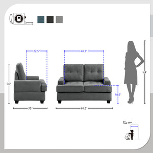 Darwan 2-Piece Fabric Living Room Sofa Set