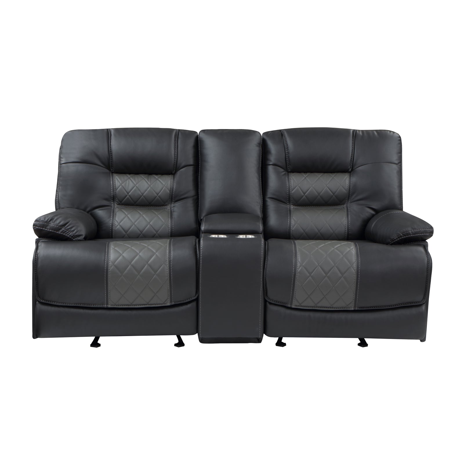 Emory Breathable Faux Leather Manual Double Glider Reclining Loveseat