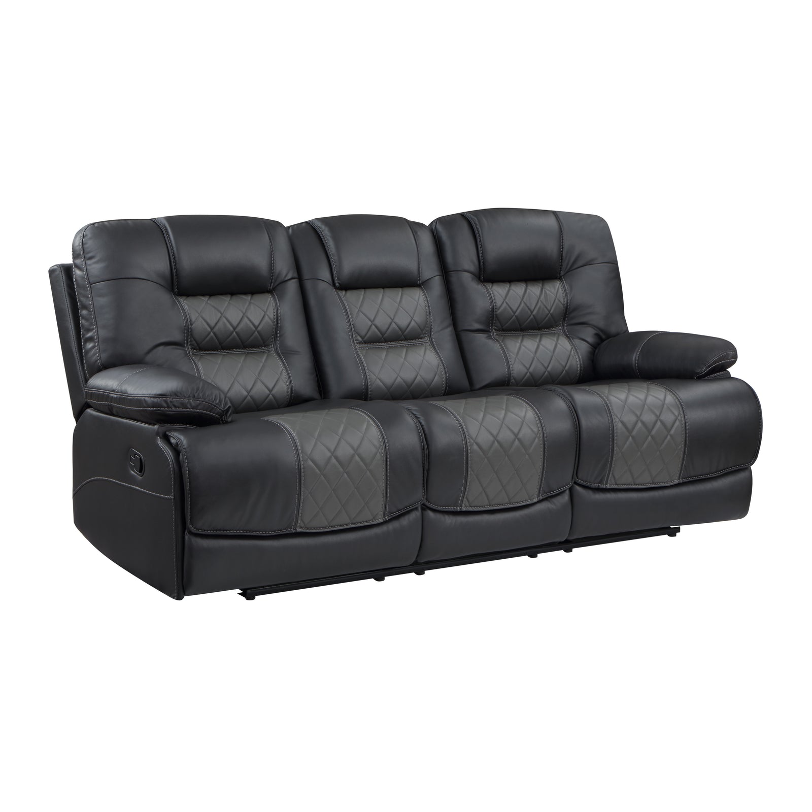 Emory Breathable Faux Leather Manual Double Reclining Sofa