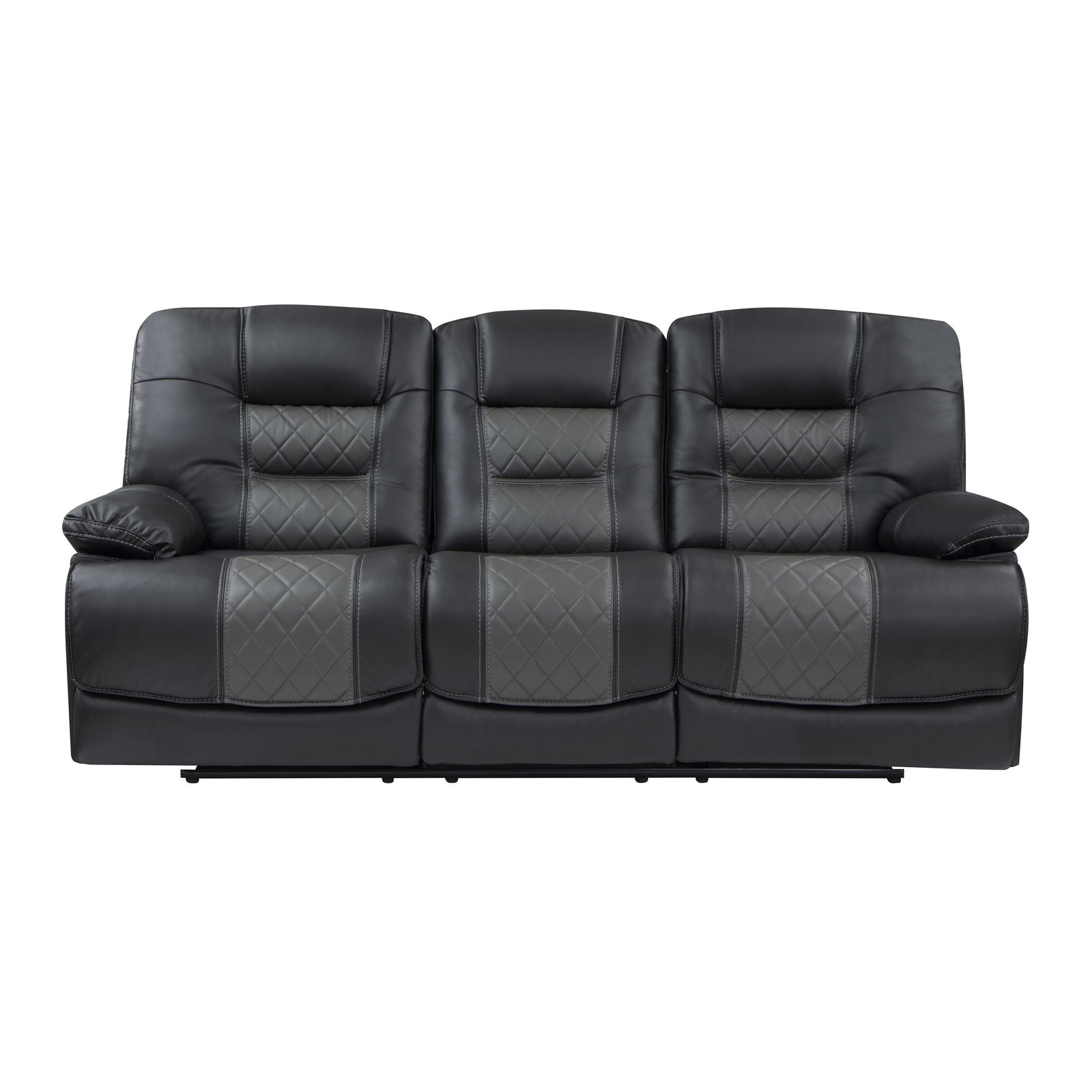 Emory Breathable Faux Leather Manual Double Reclining Sofa