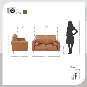 Antler 2-Piece Polished Microfiber Living Room Sofa Set
