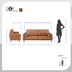 Antler 3-Piece Polished Microfiber Living Room Sofa Set