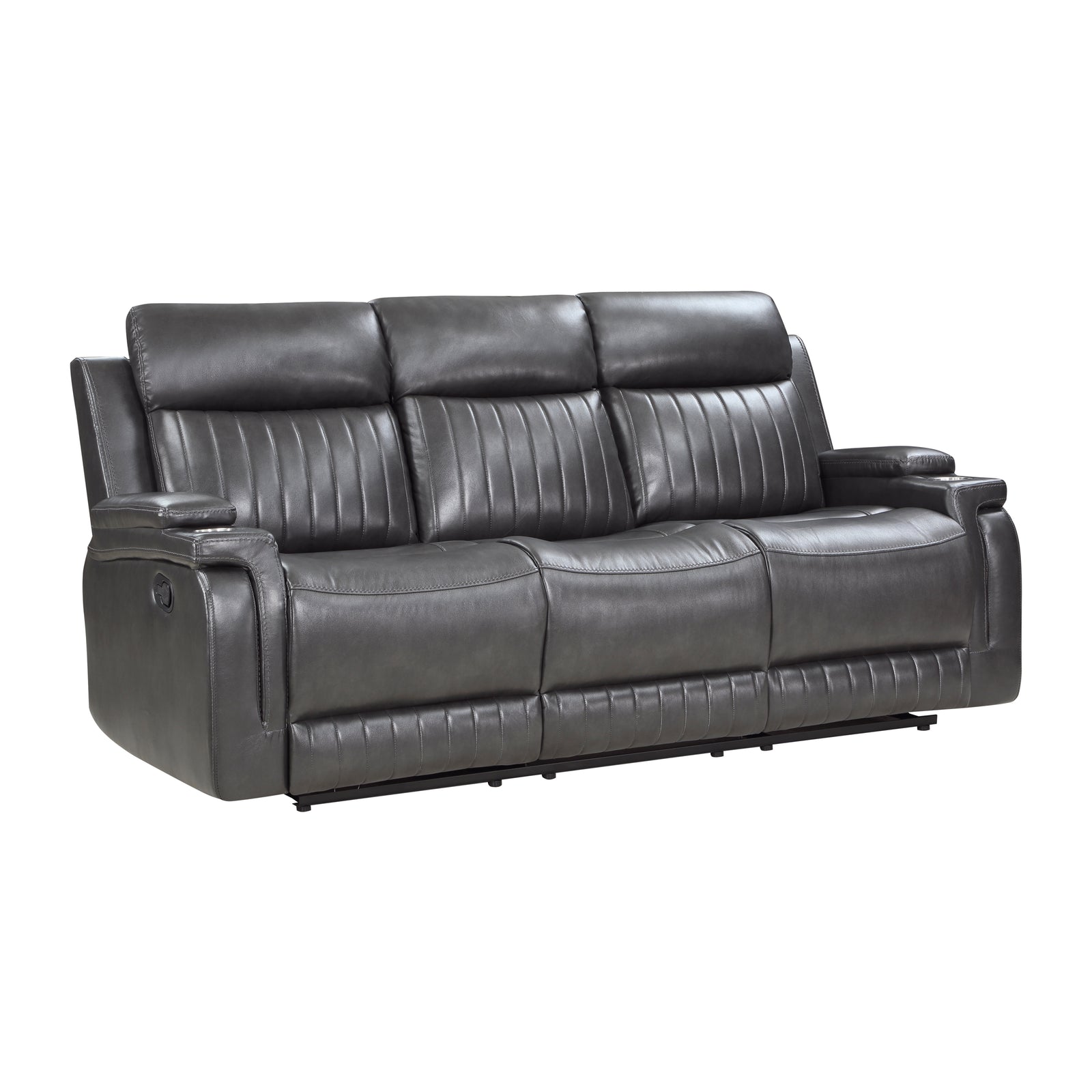 Nemesia Faux Leather Manual Double Reclining Sofa