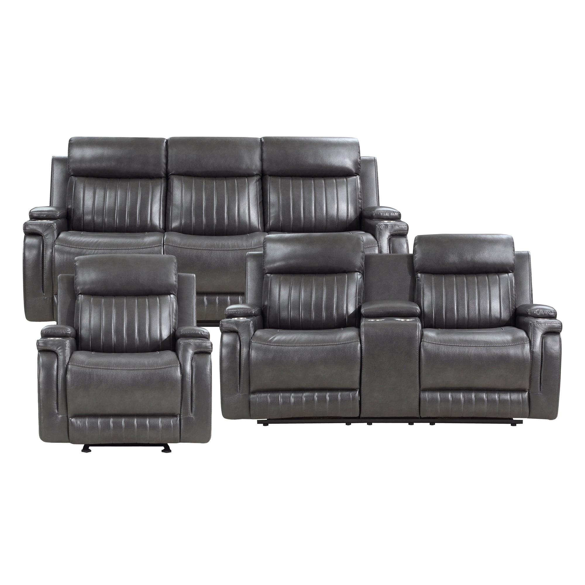 Nemesia 3-Piece Faux Leather Manual Reclining Sofa Set