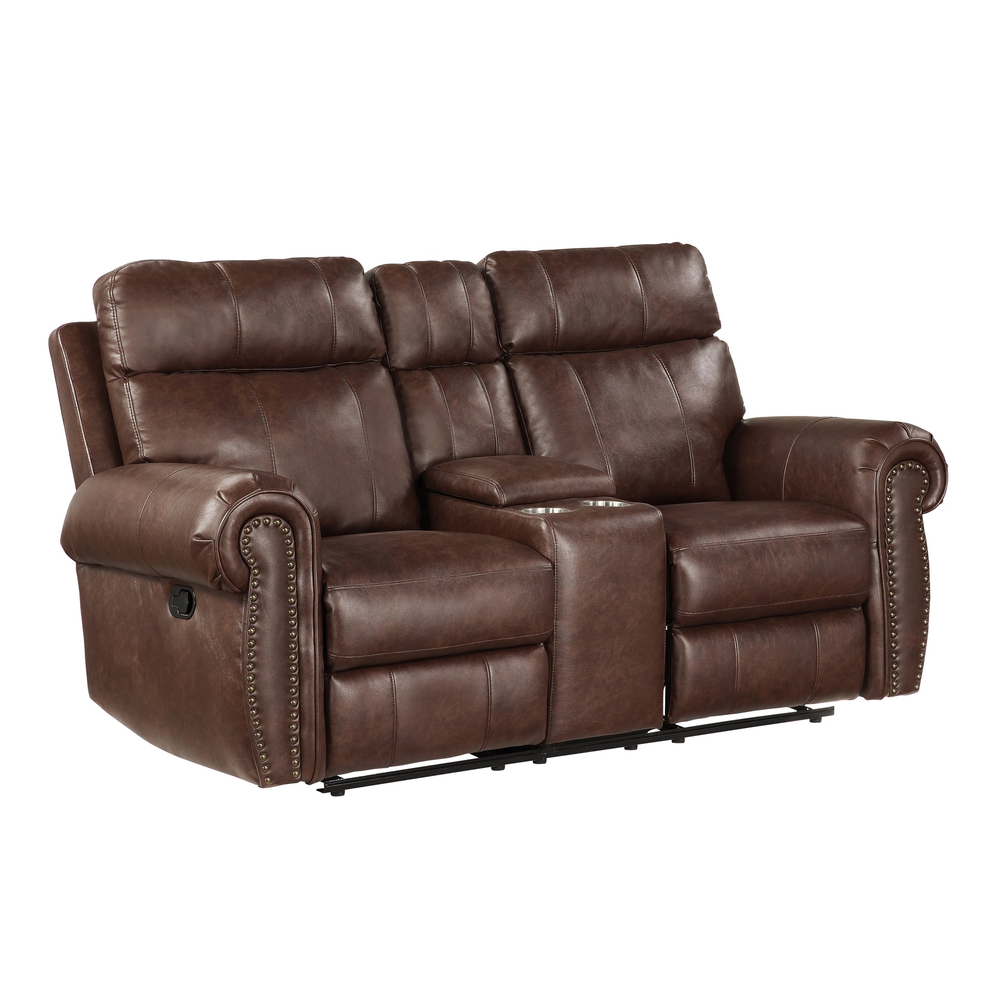 Chesky Breathable Faux Leather Manual Double Reclining Loveseat