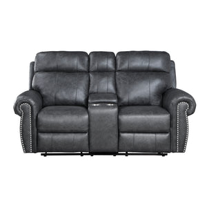 Chesky Breathable Faux Leather Manual Double Reclining Loveseat