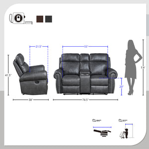 Chesky 3-Piece Manual Reclining Living Room Sofa Set