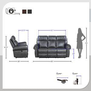 Chesky Breathable Faux Leather Power Double Reclining Sofa