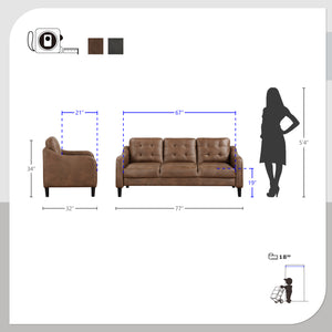 Reagan Polished Microfiber 3-Piece Living Room Sofa Set
