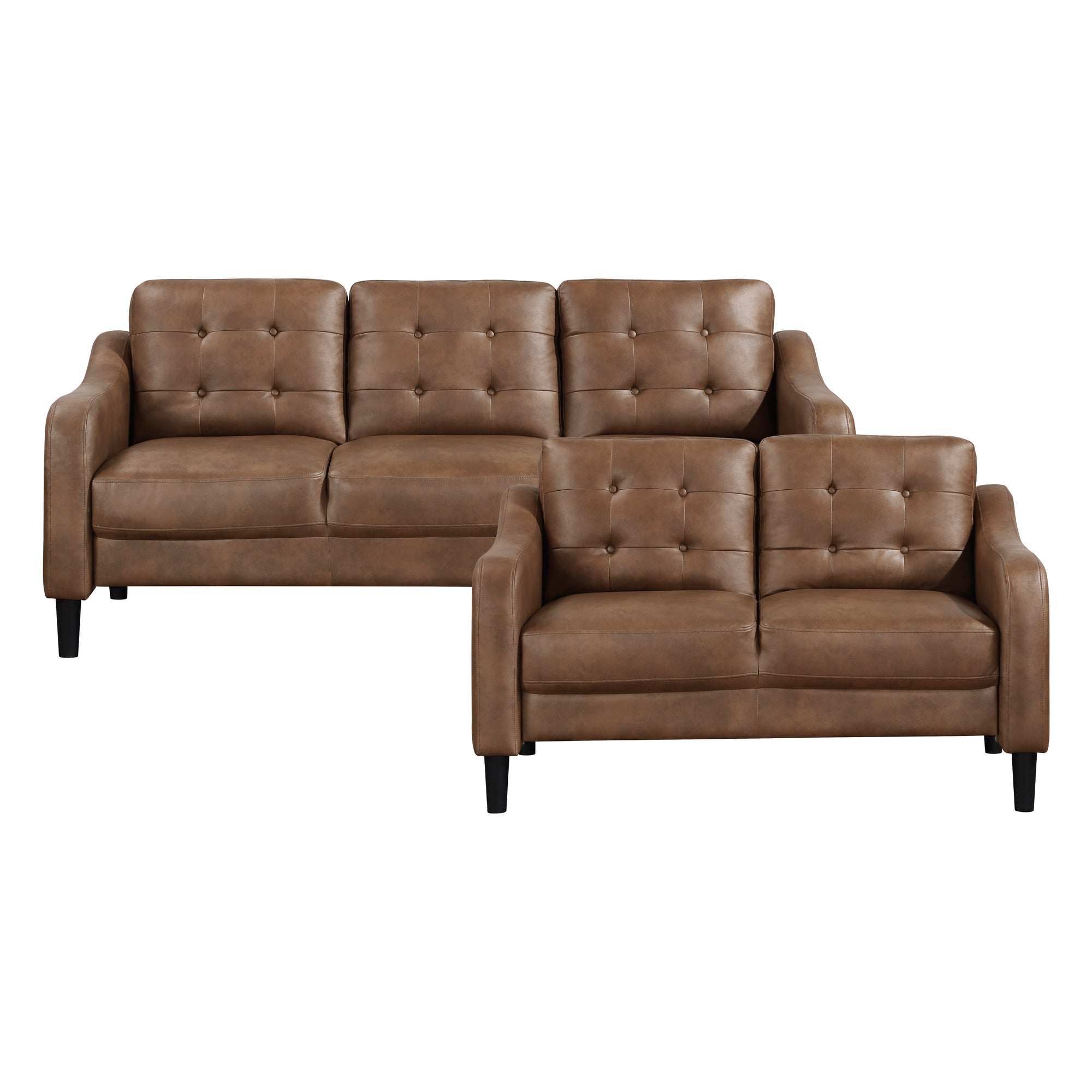 Reagan Polished Microfiber 2-Piece Living Room Sofa Set