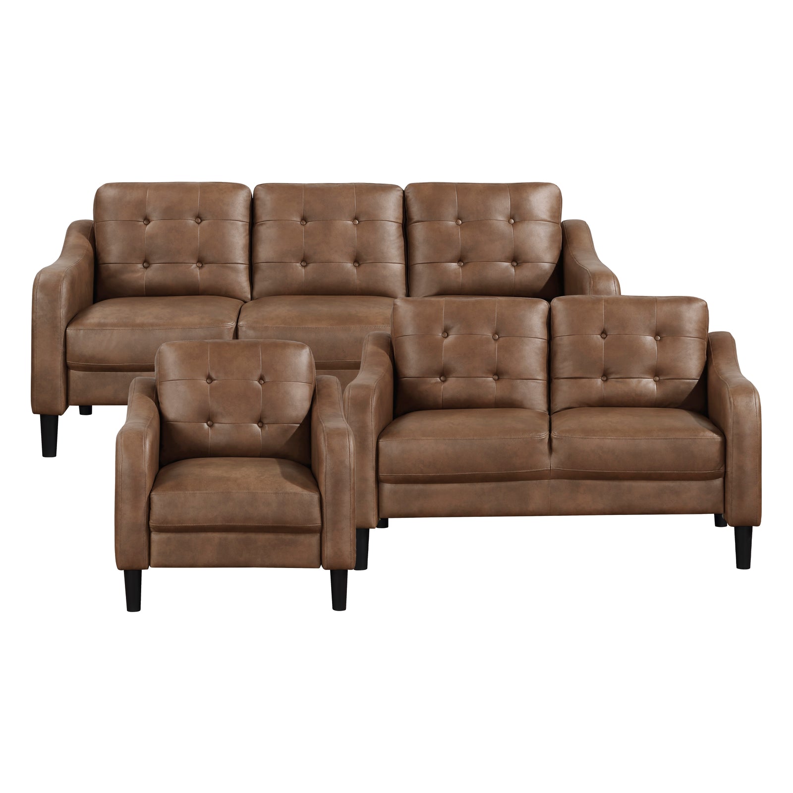 Reagan Polished Microfiber 3-Piece Living Room Sofa Set