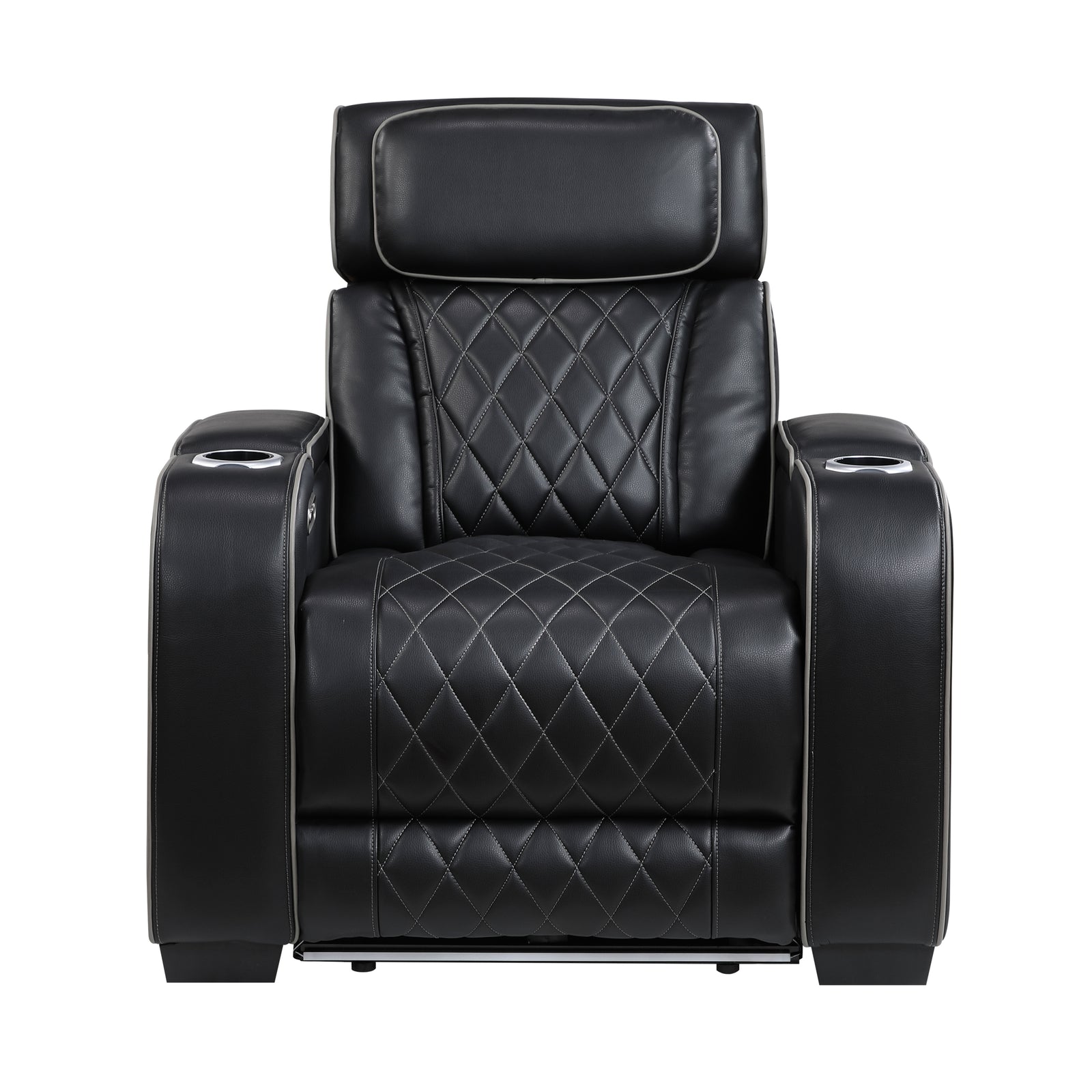 Ezra Faux Leather Power Reclining Chair with Power Headrest, Cup holders and Storage Arms