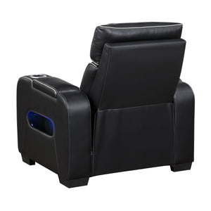 Ezra Faux Leather Power Reclining Chair with Power Headrest, Cup holders and Storage Arms
