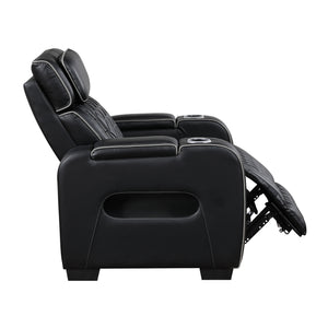 Ezra Faux Leather Power Reclining Chair with Power Headrest, Cup holders and Storage Arms