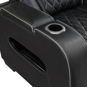 Ezra Faux Leather Power Reclining Chair with Power Headrest, Cup holders and Storage Arms