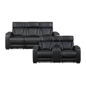 Luminate 2-Piece Faux Leather Living Room Sofa Set