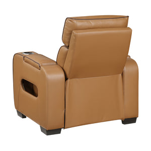 Ezra Faux Leather Power Reclining Chair with Power Headrest, Cup holders and Storage Arms