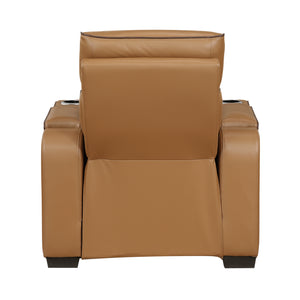 Ezra Faux Leather Power Reclining Chair with Power Headrest, Cup holders and Storage Arms