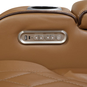 Ezra Faux Leather Power Reclining Chair with Power Headrest, Cup holders and Storage Arms