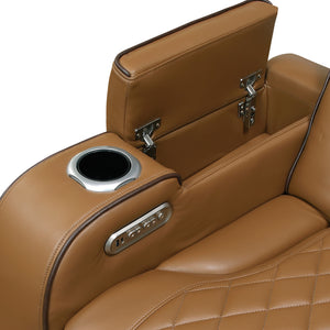 Ezra Faux Leather Power Reclining Chair with Power Headrest, Cup holders and Storage Arms