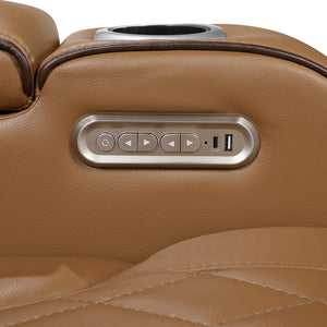 Luminate Faux Leather Power Double Reclining Love Seat with Center Console, Power Headrests and Storage Arms