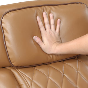 Luminate Faux Leather Power Double Reclining Love Seat with Center Console, Power Headrests and Storage Arms