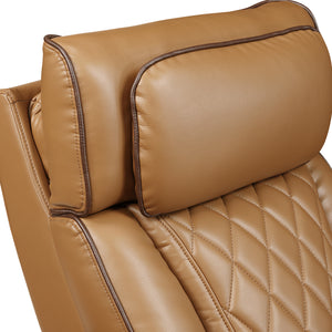 Luminate Faux Leather Power Double Reclining Sofa with Center Drop-Down Cup Holders, Power Headrest and Storage Arms