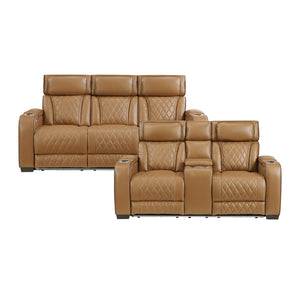 Luminate 2-Piece Faux Leather Living Room Sofa Set