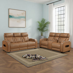 Luminate 2-Piece Faux Leather Living Room Sofa Set