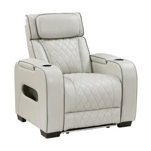 Ezra Faux Leather Power Reclining Chair with Power Headrest, Cup holders and Storage Arms