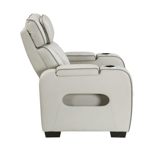 Ezra Faux Leather Power Reclining Chair with Power Headrest, Cup holders and Storage Arms