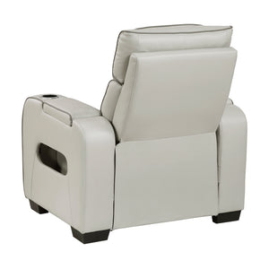 Ezra Faux Leather Power Reclining Chair with Power Headrest, Cup holders and Storage Arms