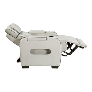 Ezra Faux Leather Power Reclining Chair with Power Headrest, Cup holders and Storage Arms