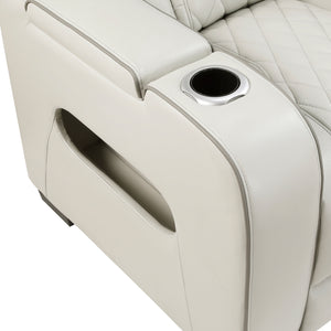 Ezra Faux Leather Power Reclining Chair with Power Headrest, Cup holders and Storage Arms