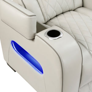 Ezra Faux Leather Power Reclining Chair with Power Headrest, Cup holders and Storage Arms