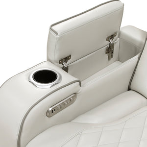 Ezra Faux Leather Power Reclining Chair with Power Headrest, Cup holders and Storage Arms