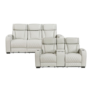 Luminate 2-Piece Faux Leather Living Room Sofa Set