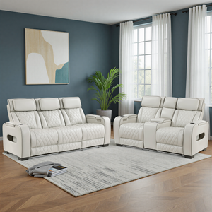 Luminate 2-Piece Faux Leather Living Room Sofa Set