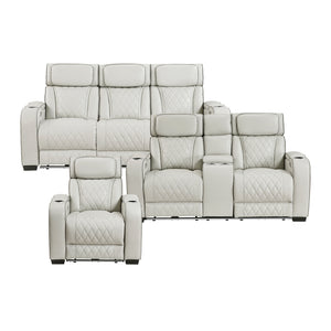 Luminate 3-Piece Faux Leather Living Room Sofa Set